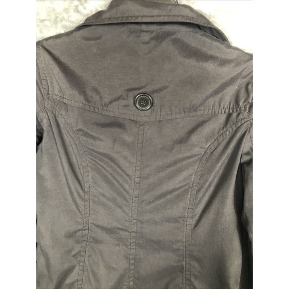 Joujou Ladies Black Trench Coat, Size Lightweight Button Down Missing Belt - Picture 13 of 16